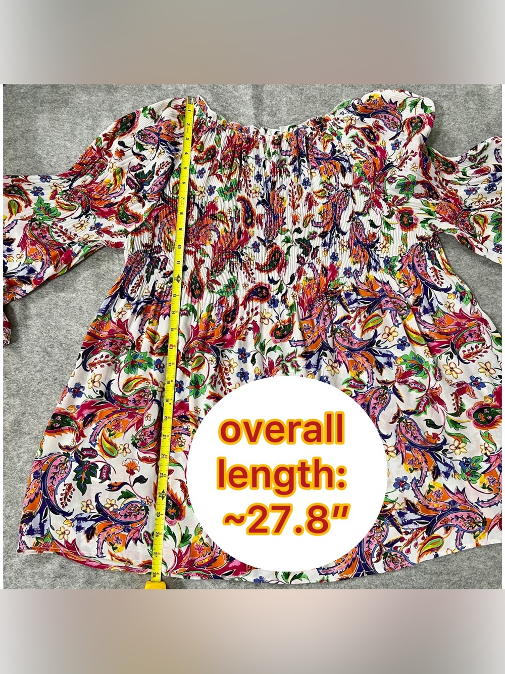 Spense Multicolor Plisse Paisley Peasant Blouse Top US Women’s Large EUC - Picture 4 of 9